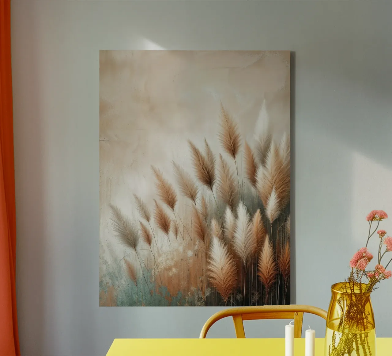 Pampas Grass Field canvas with Floater frame by VintageBotanics