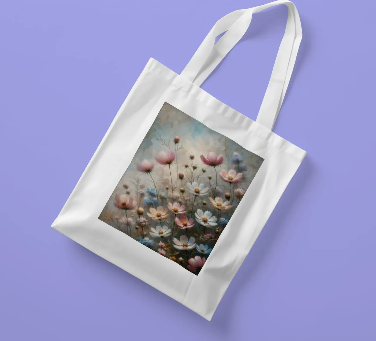 Pastel Wild Flower Field tote bag by VintageBotanics