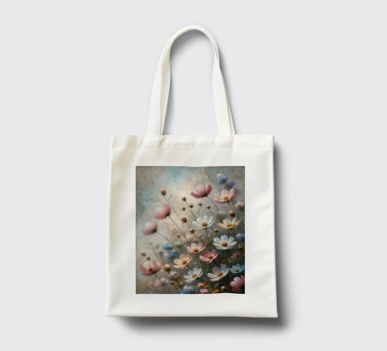 Pastel Wild Flower Field tote bag by VintageBotanics