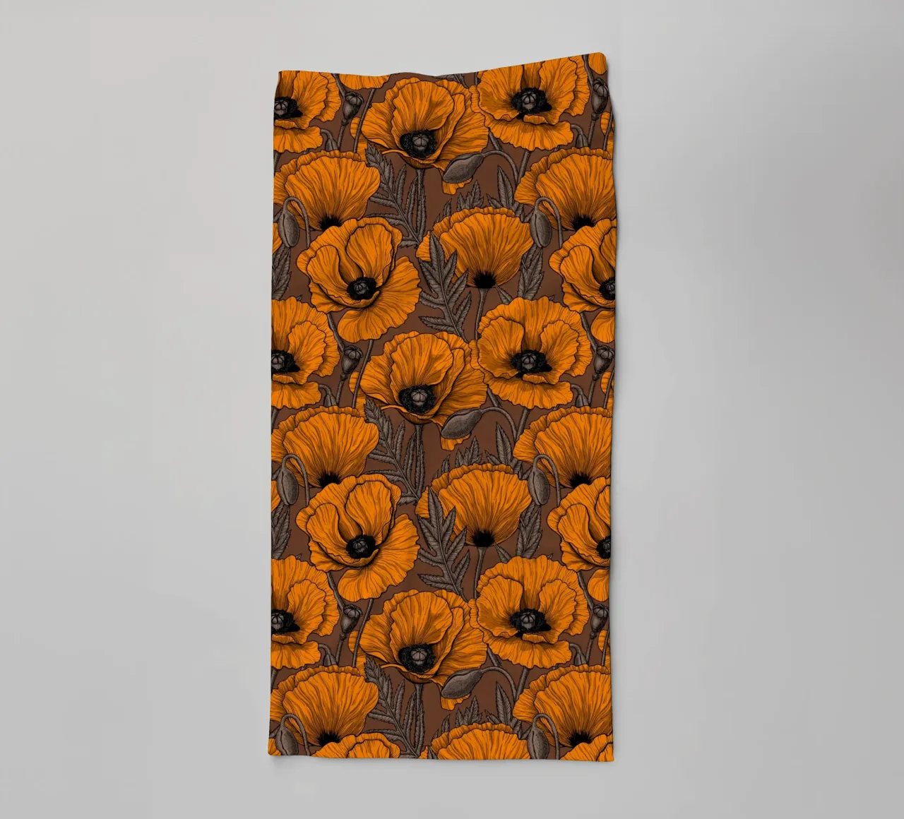 Katerina Kirilova - Orange Mohnblumen Braun Handtuch von The Artcircle
