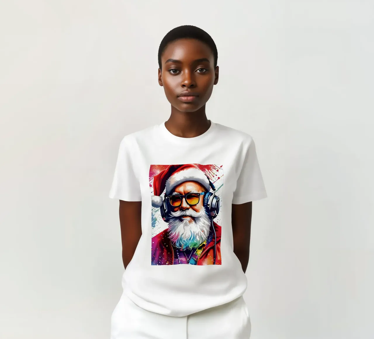 Babbo Natale con le cuffie t-shirt da Holidays