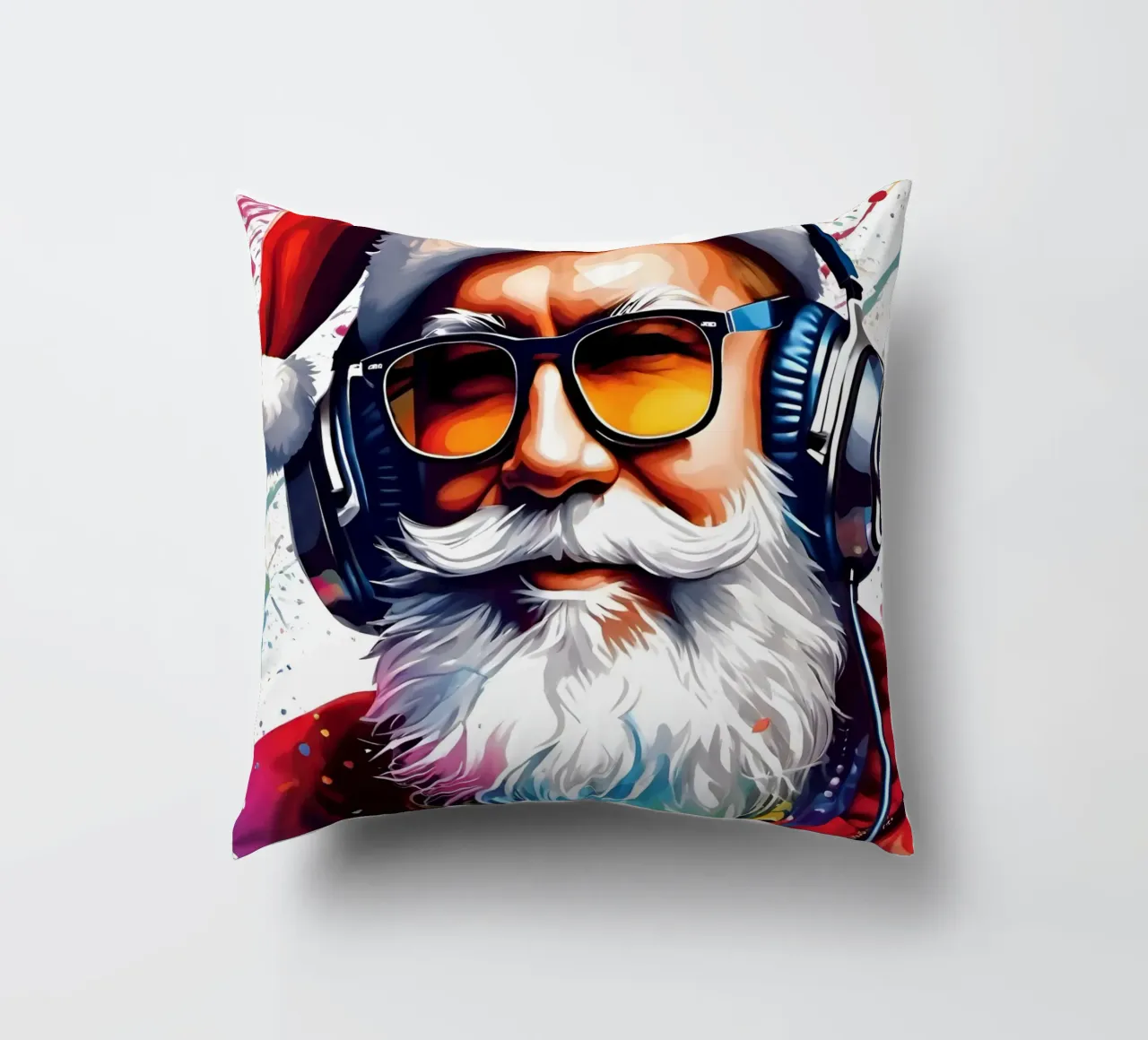 Babbo Natale con le cuffie cuscino da Holidays