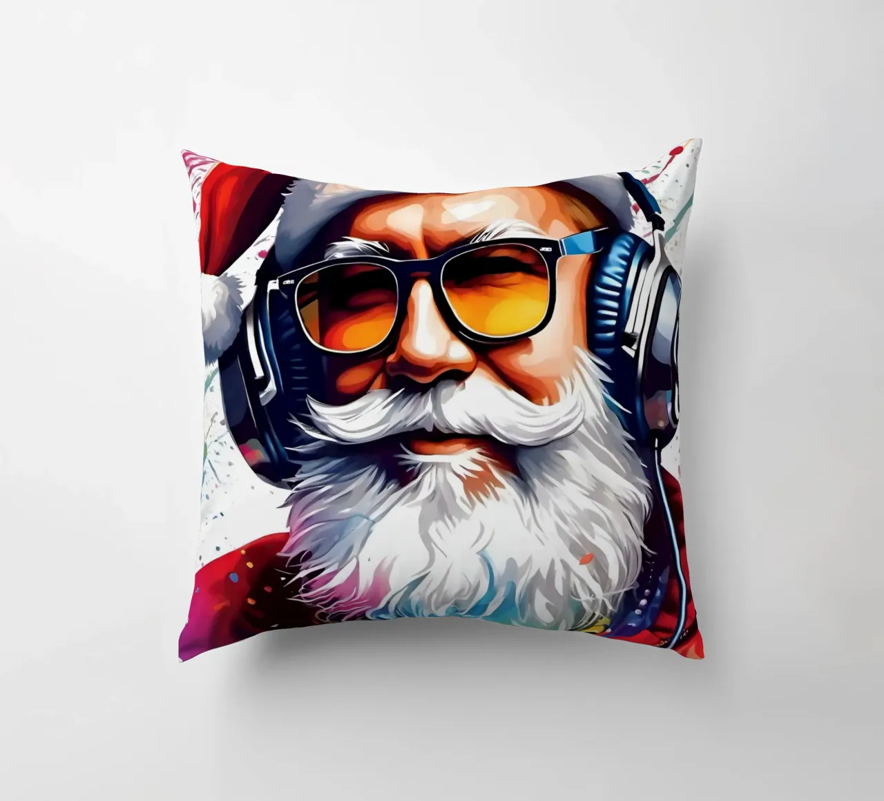 Babbo Natale con le cuffie cuscino da Holidays
