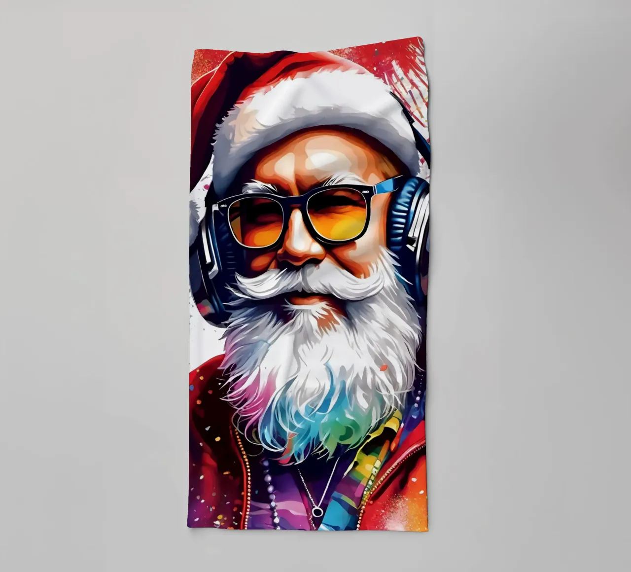 Babbo Natale con le cuffie asciugamano da bagno da Holidays