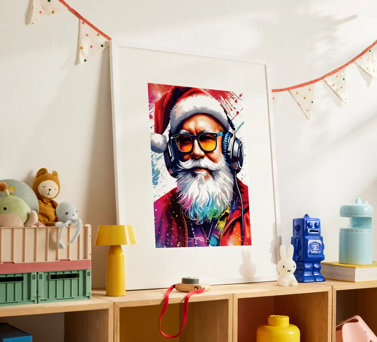 Babbo Natale con le cuffie carta hahnemühle da Holidays