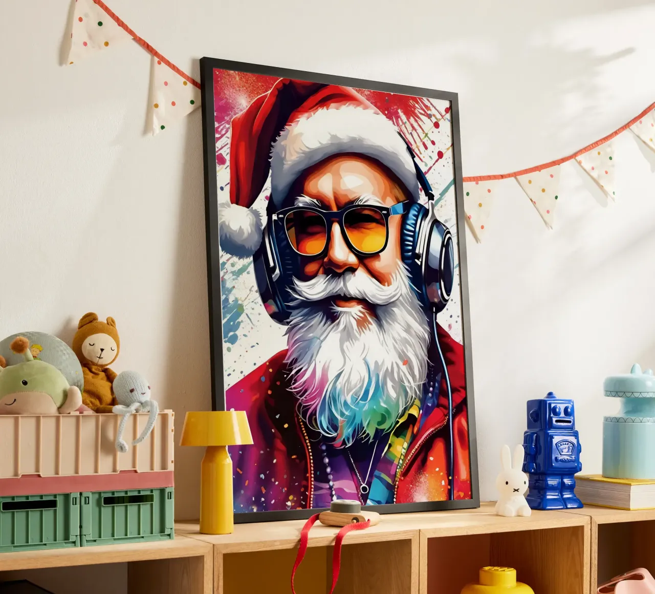 Babbo Natale con le cuffie carta hahnemühle da Holidays