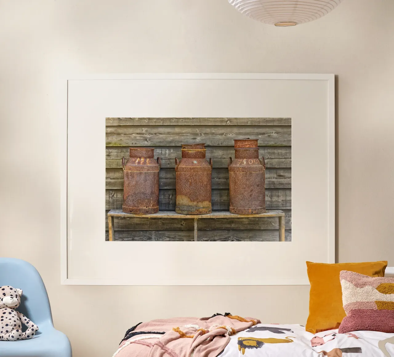 Vintage Farm Charm - Three Rusty Milk Cans in a Row carta hahnemühle da Curious Collections by Marielle Leenders