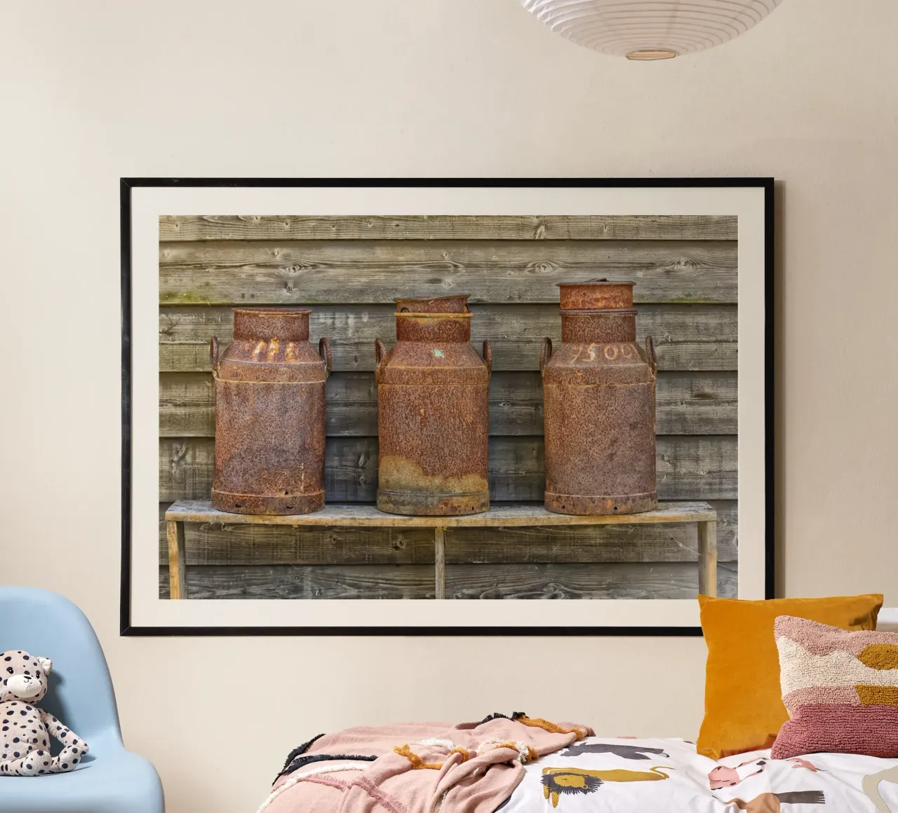 Vintage Farm Charm - Three Rusty Milk Cans in a Row carta hahnemühle da Curious Collections by Marielle Leenders