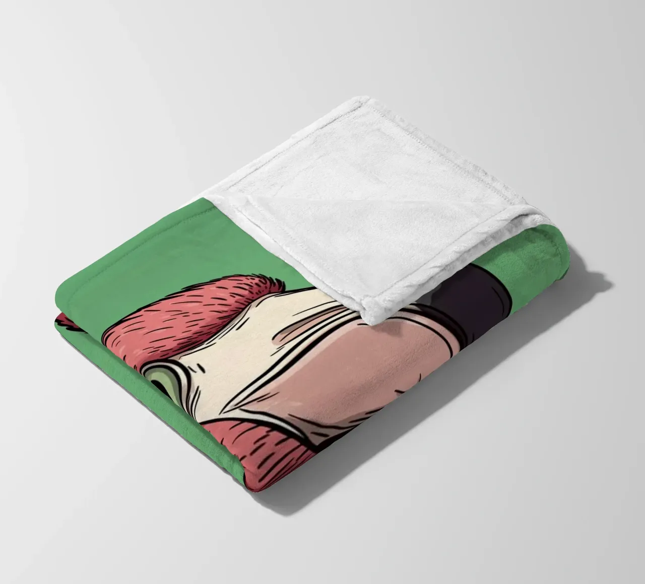 Drawing of a pink flamingo fleece blanket by DWA
