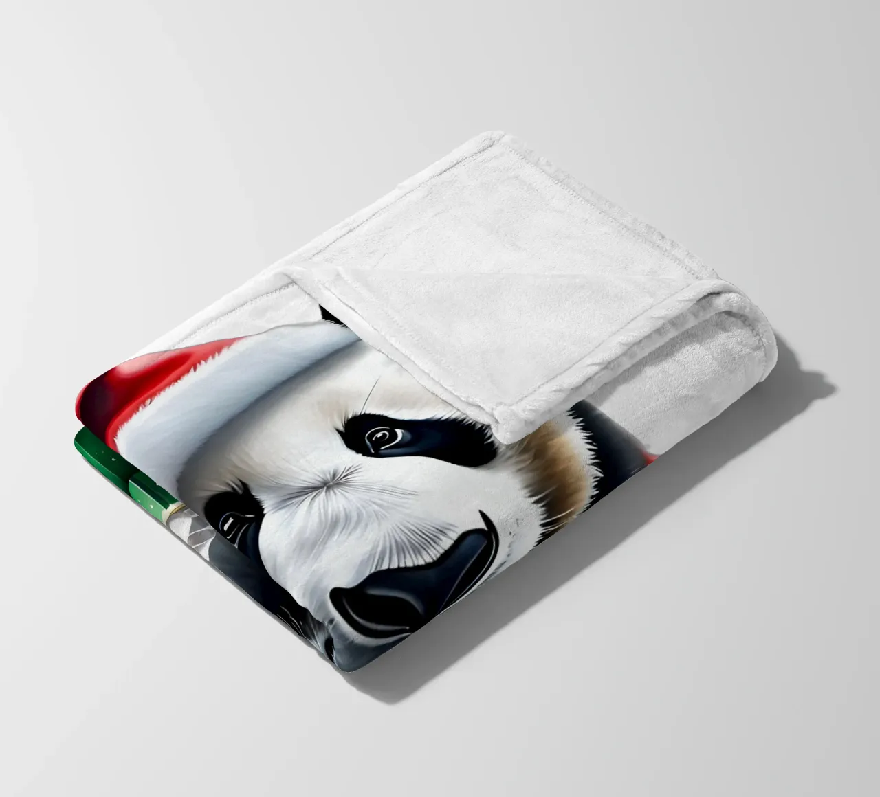 Panda in a Santa hat fleece blanket by Holidays