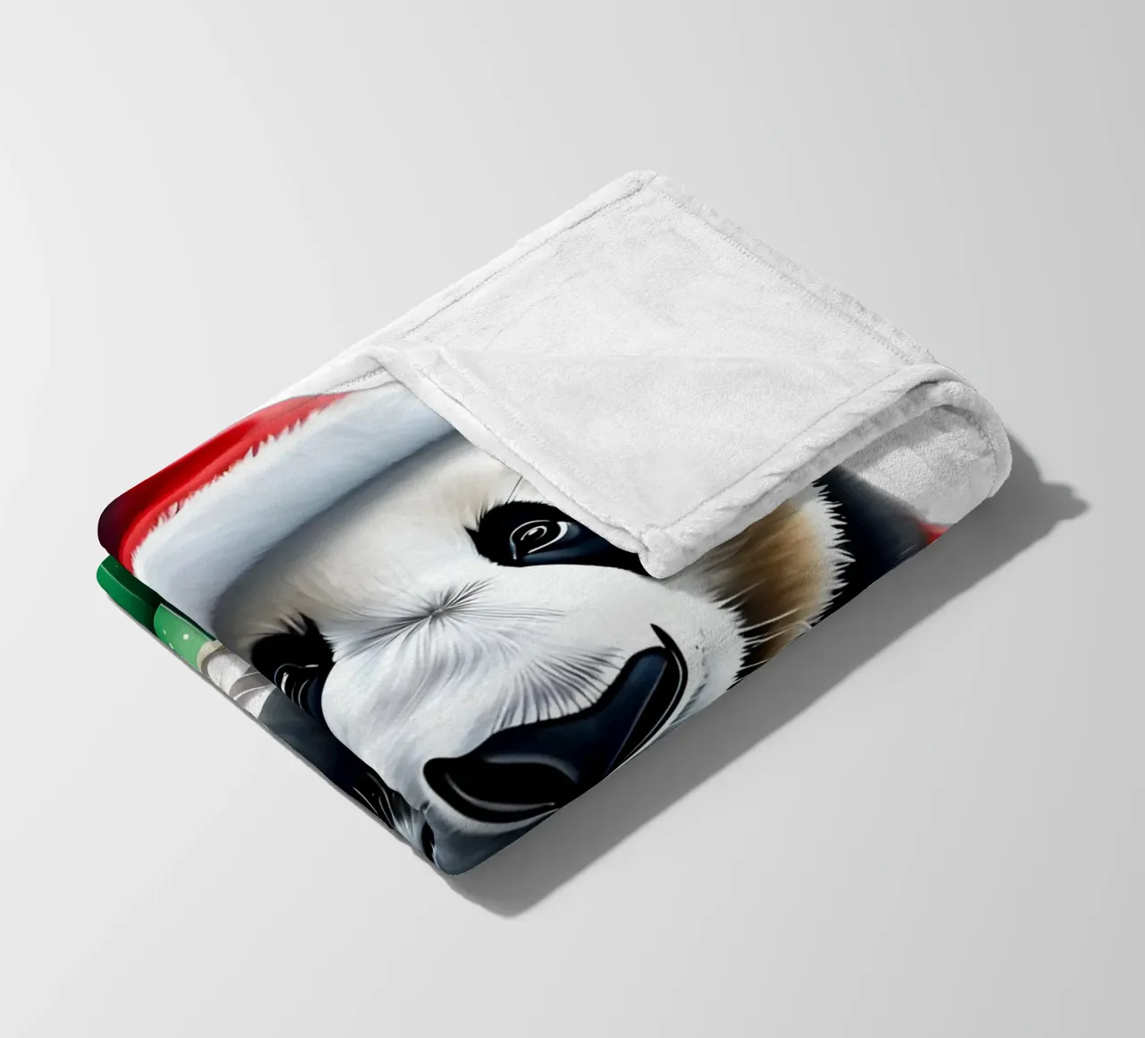Panda in a Santa hat fleece blanket by Holidays