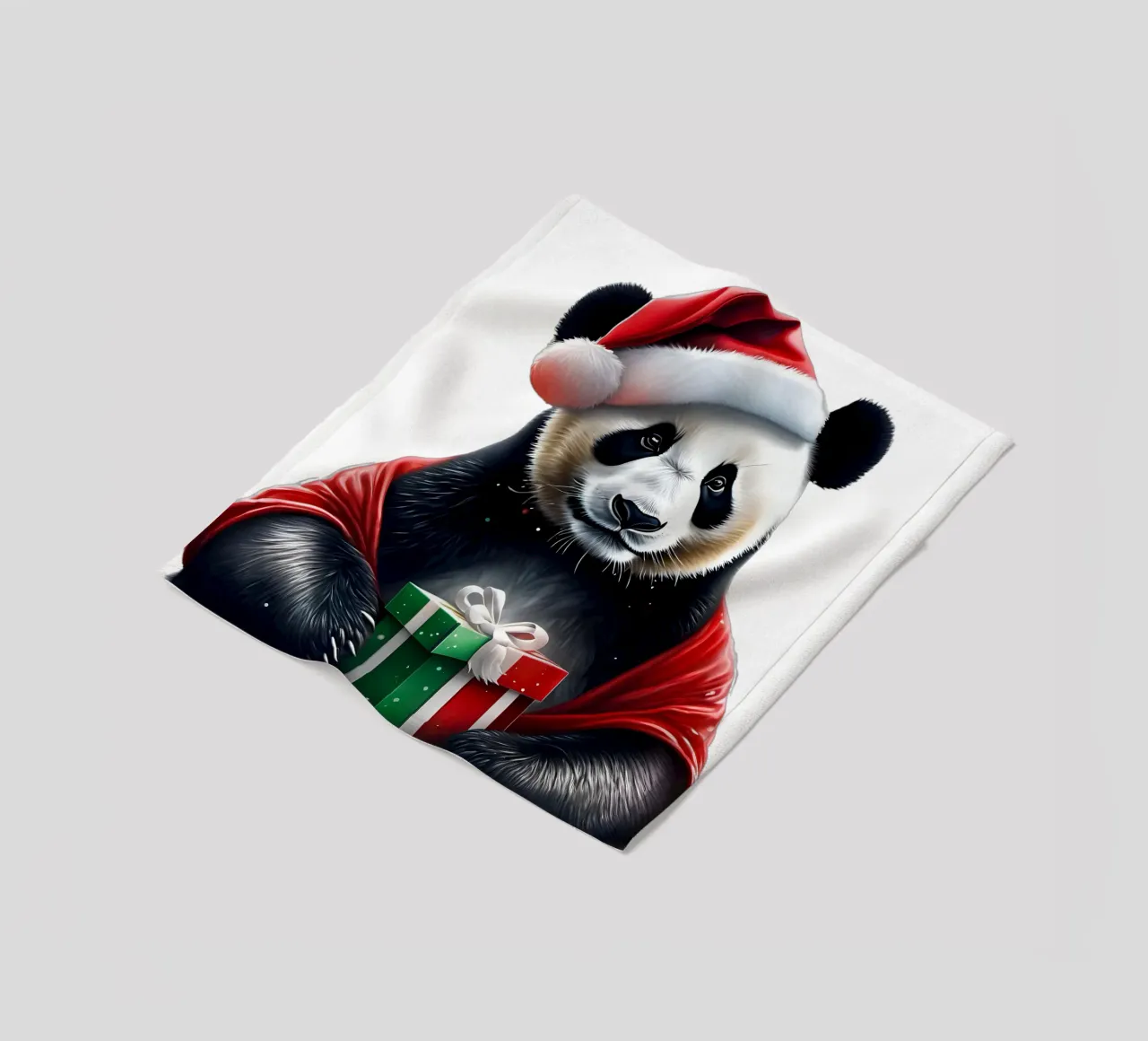 Panda in a Santa hat fleece blanket by Holidays