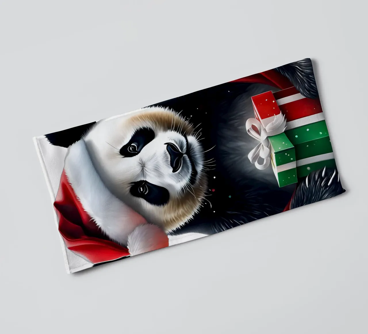 Panda avec un chapeau de Père Noël serviette de bain de Holidays