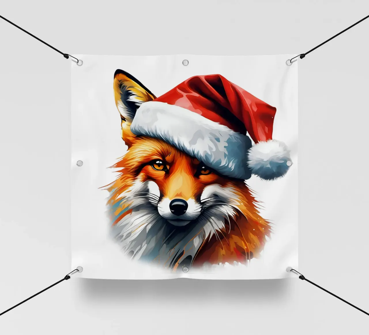 Volpe con cappello da Babbo Natale telo in pvc da Holidays