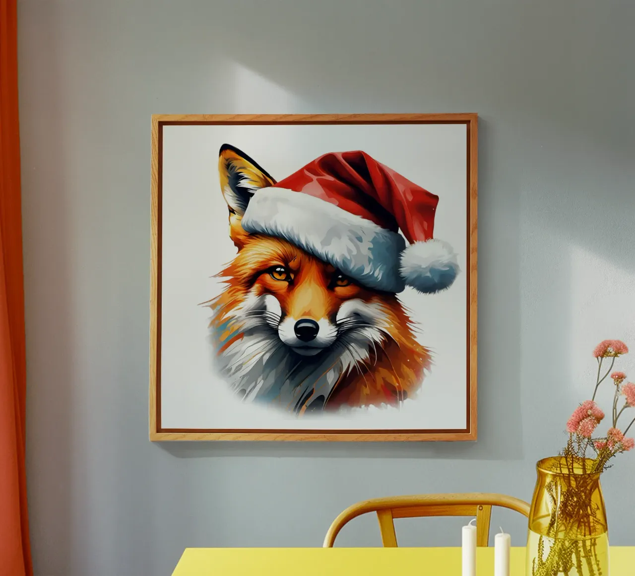 Volpe con cappello da Babbo Natale plexiglass da Holidays