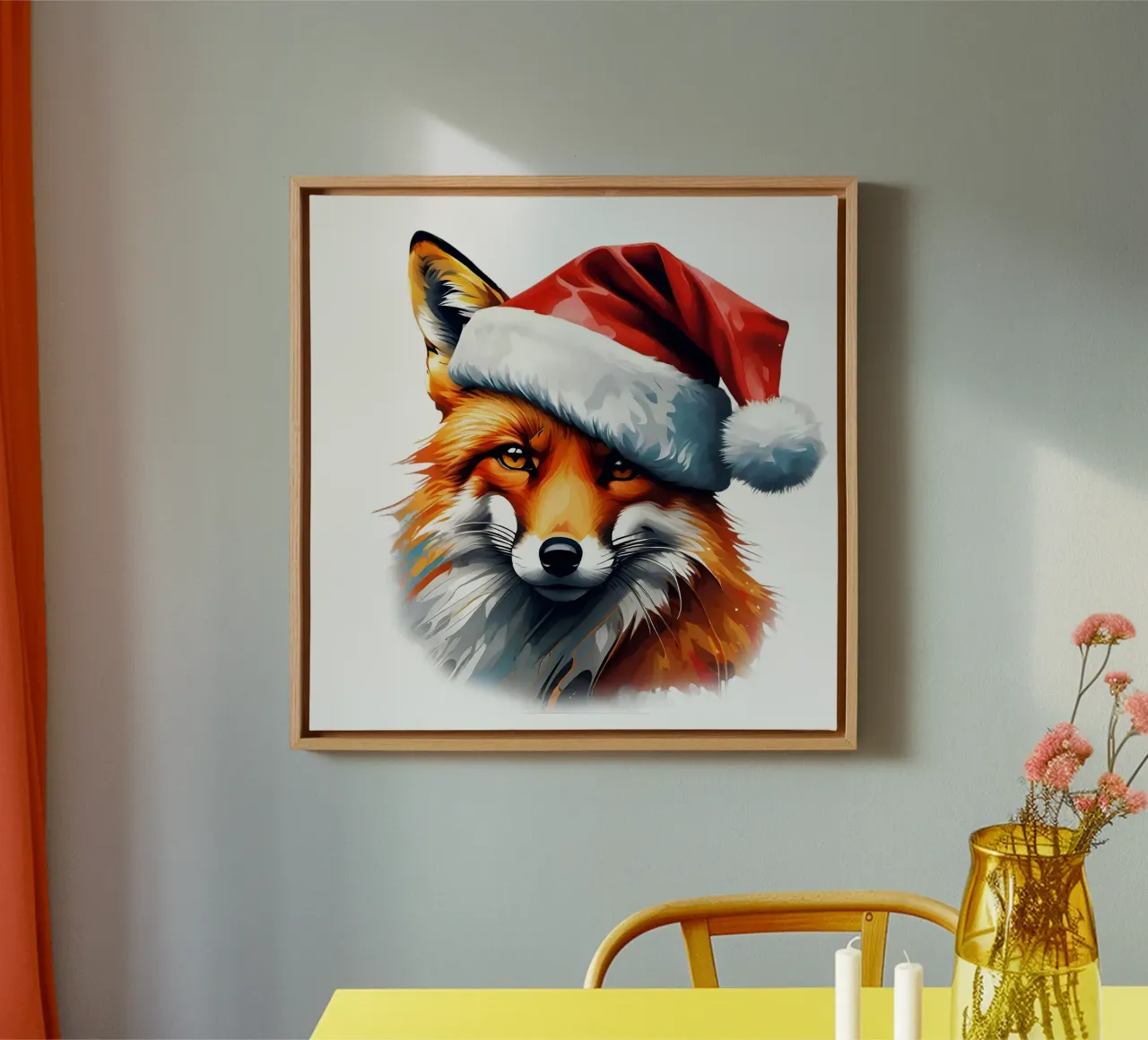 Vos met kerstmuts canvas met Baklijst van Holidays