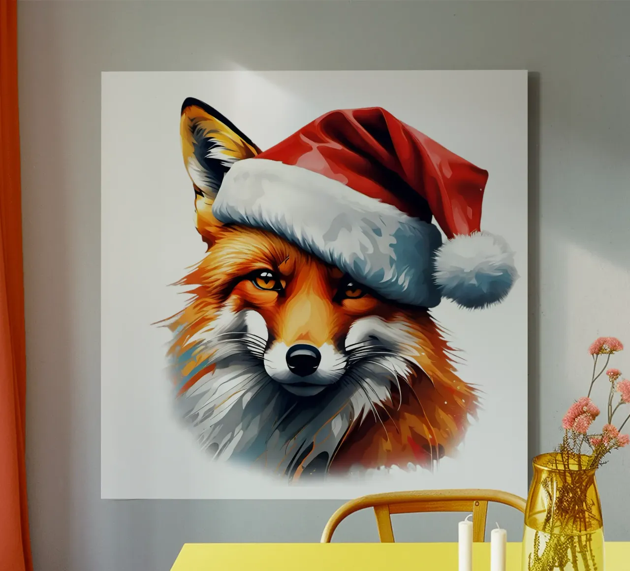 Vos met kerstmuts canvas met Baklijst van Holidays