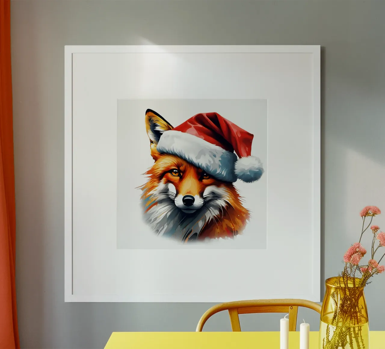 Volpe con cappello da Babbo Natale poster da Holidays