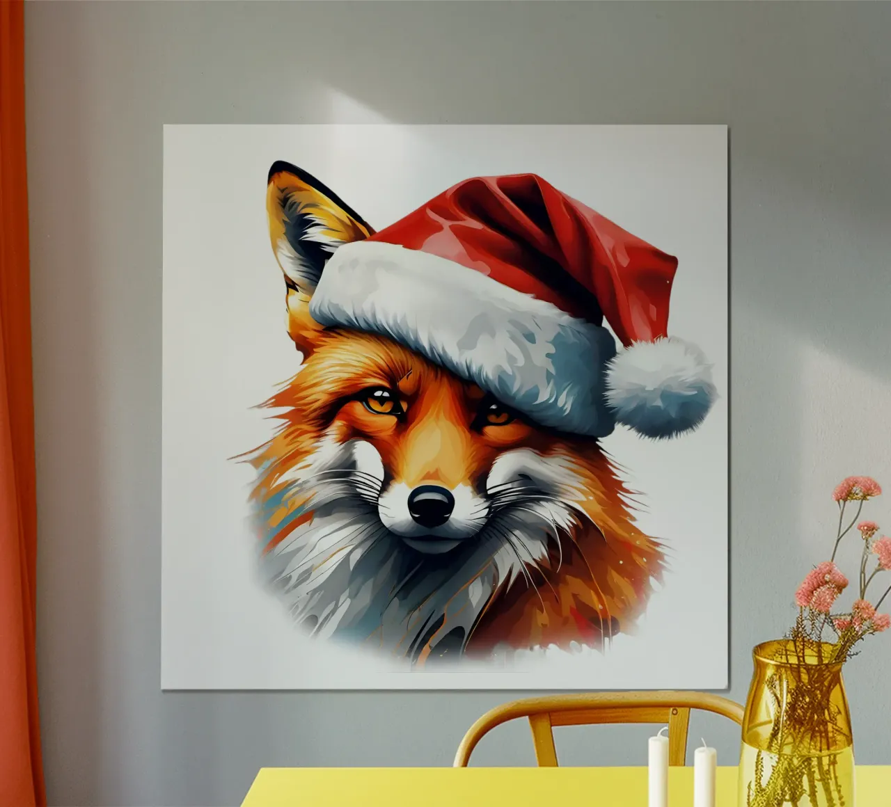 Volpe con cappello da Babbo Natale poster da Holidays