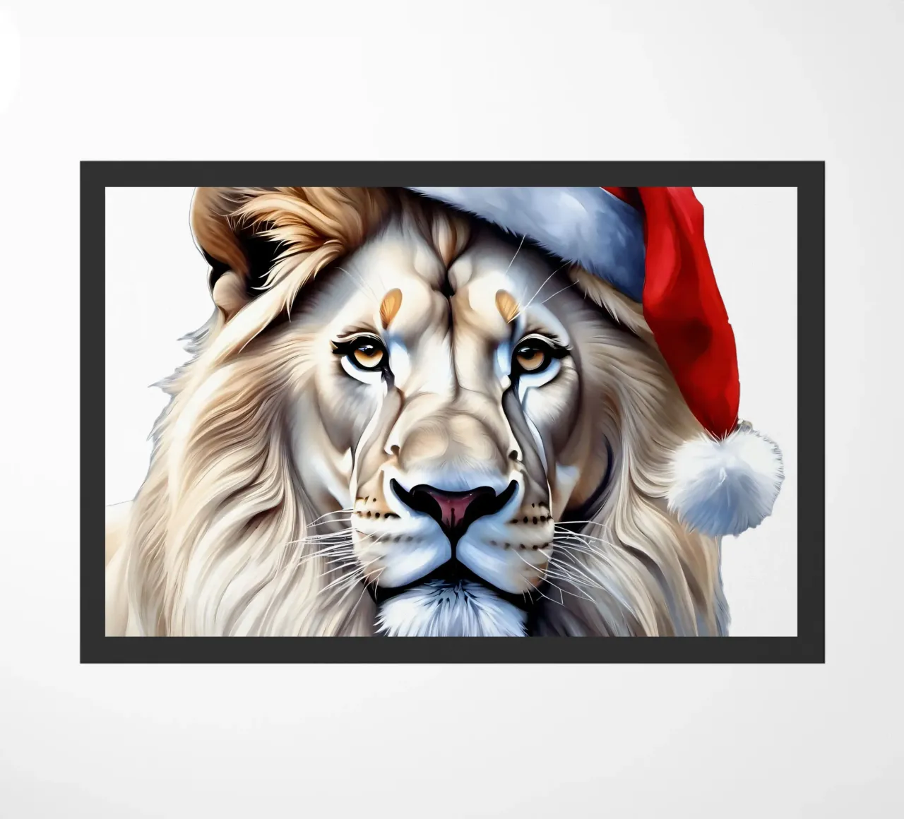 Leone con cappello da Babbo Natale zerbino da Holidays