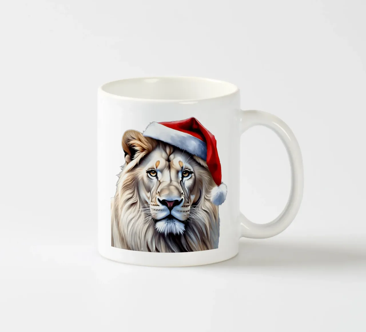Leone con cappello da Babbo Natale tazza in ceramica da Holidays