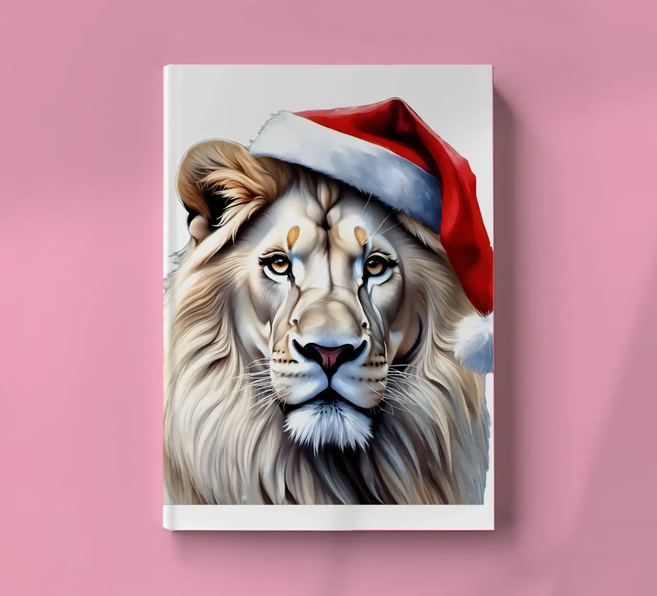 Lion in a Santa hat notebook by Holidays