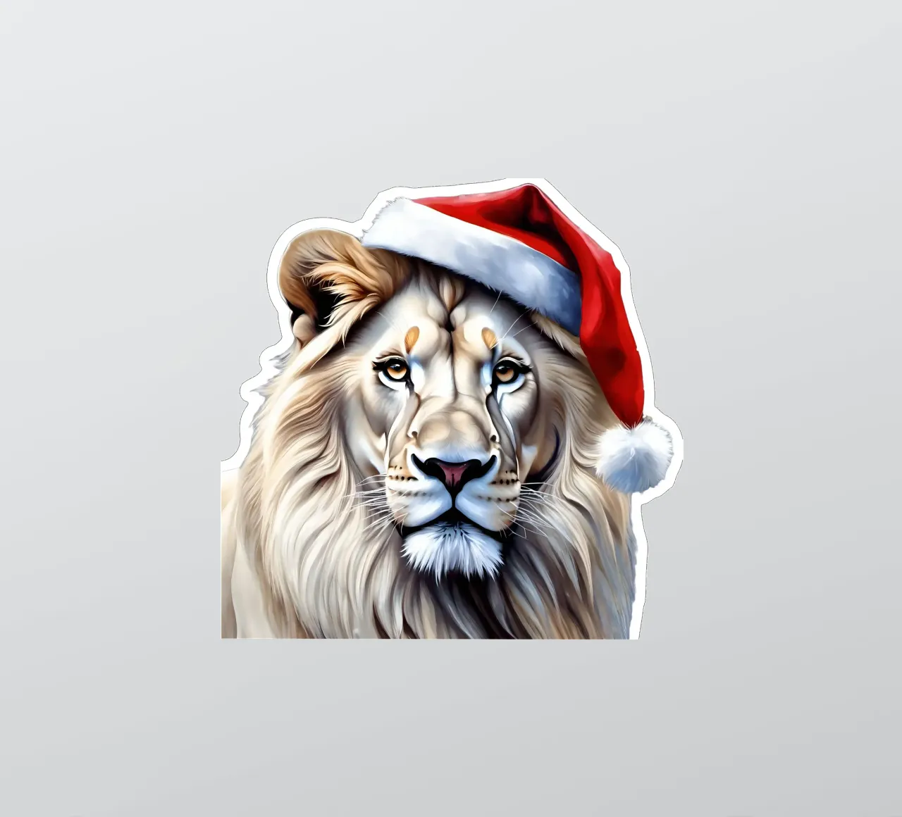 Lion in a Santa hat sticker by Holidays