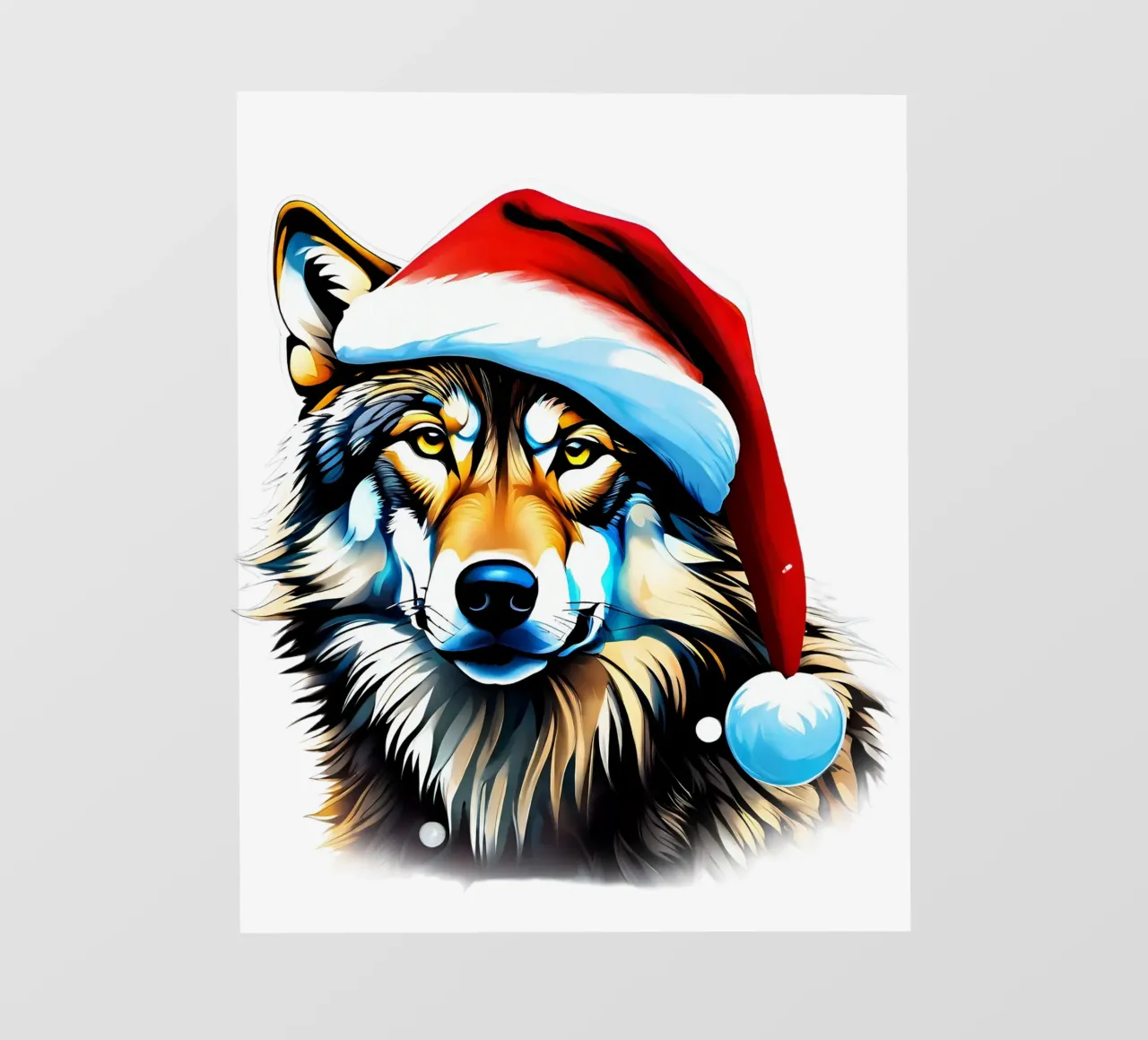 Lupo con cappello da Babbo Natale pellicola backlit da Holidays
