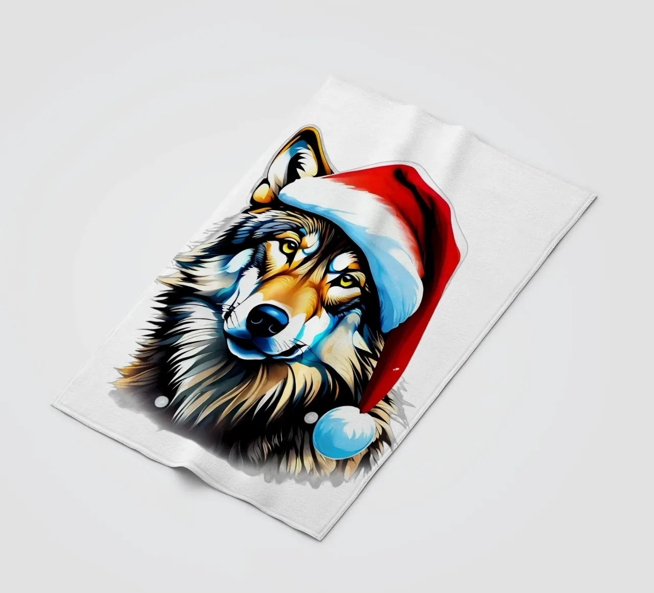 Lupo con cappello da Babbo Natale coperta in pile da Holidays