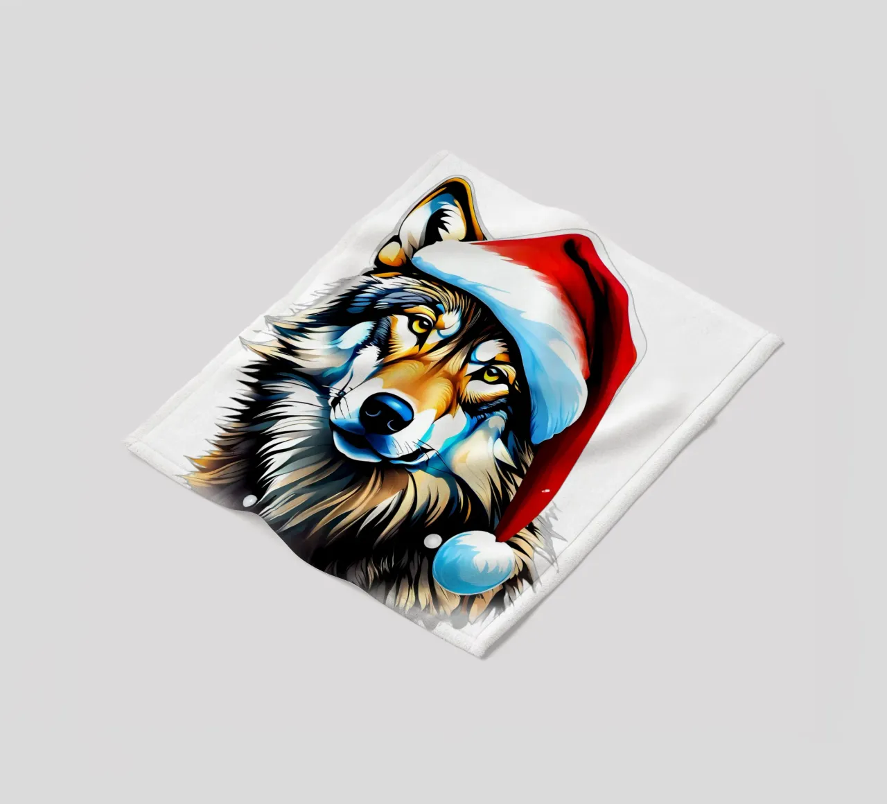 Lupo con cappello da Babbo Natale coperta in pile da Holidays