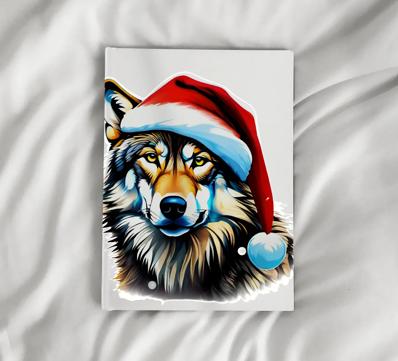 Wolf in a Santa hat notebook by Holidays