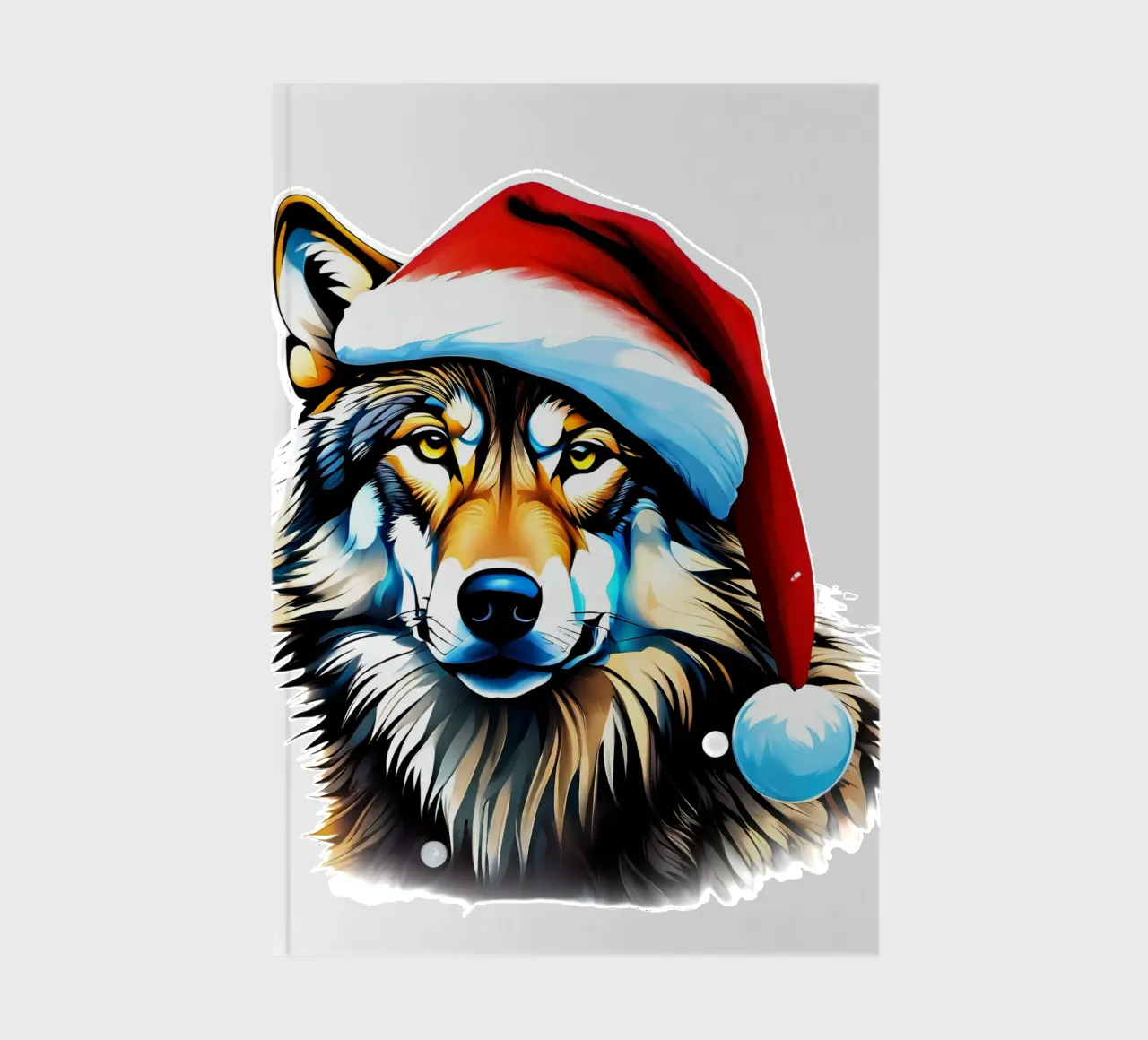 Wolf in a Santa hat notebook by Holidays