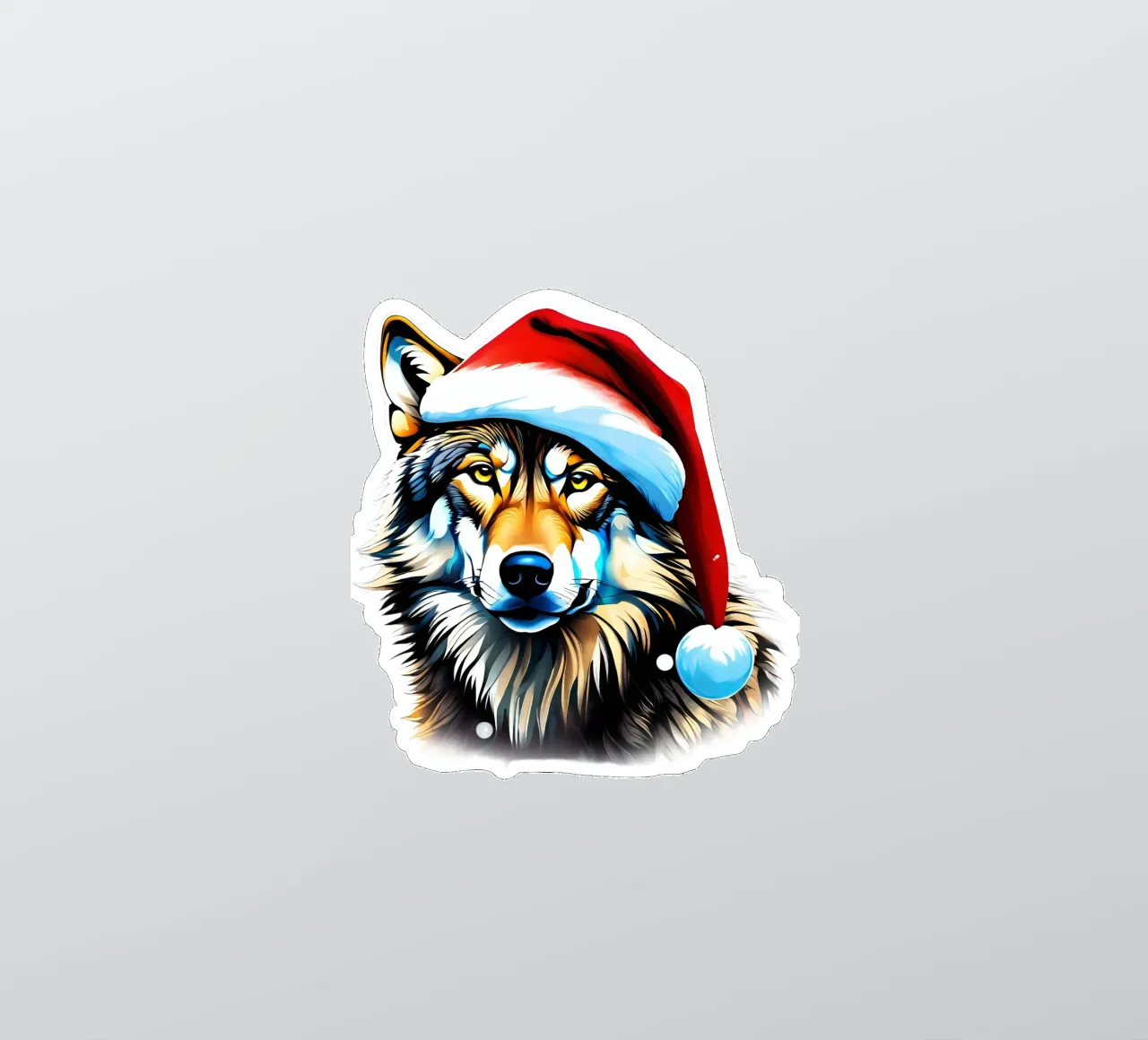 Wolf mit Weihnachtsmannmütze Sticker von Holidays