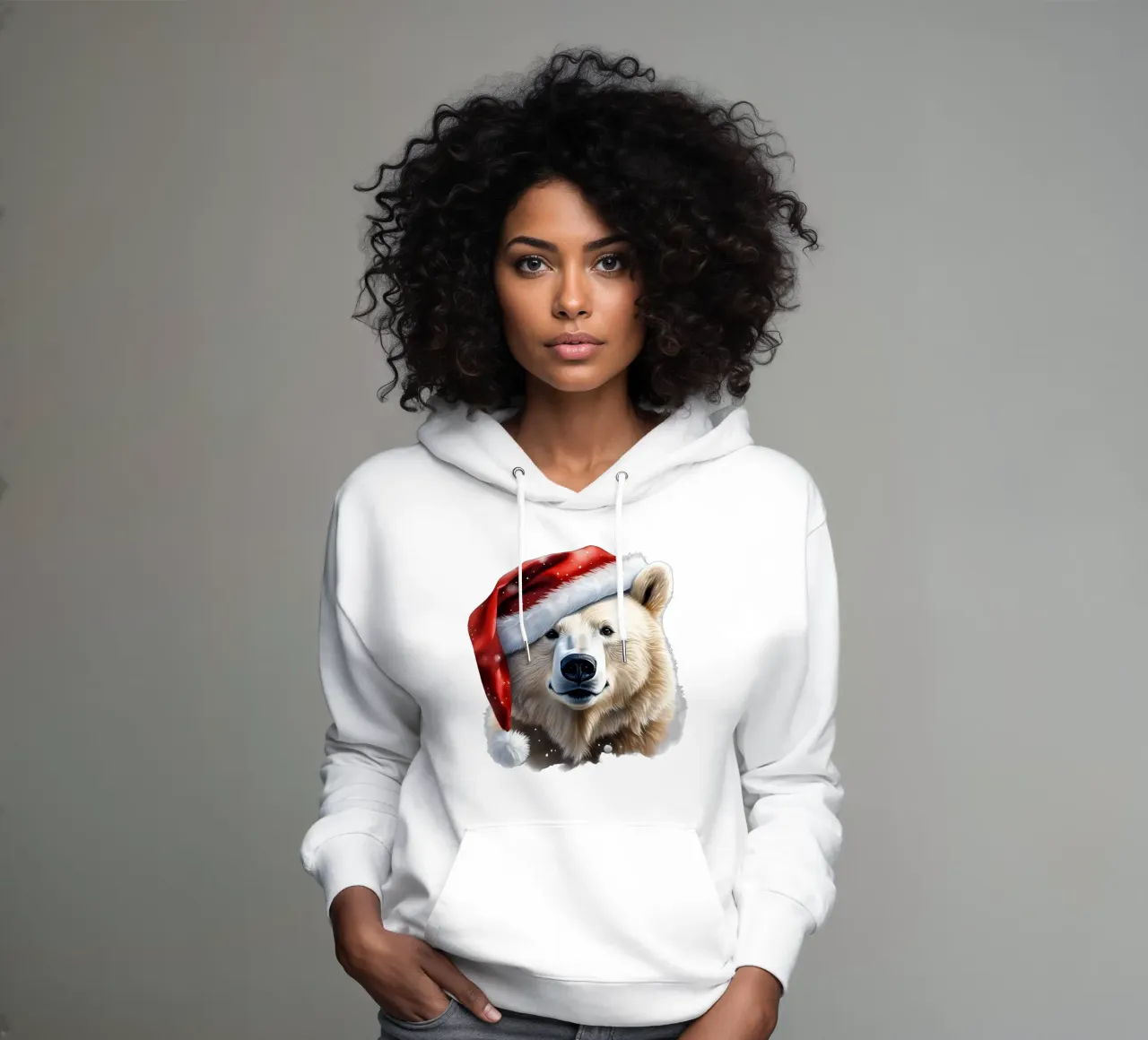Orso polare con cappello da Babbo Natale felpa con cappuccio da Holidays