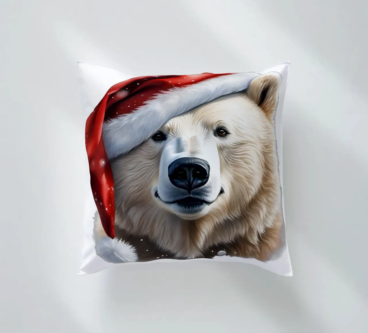 Orso polare con cappello da Babbo Natale cuscino da Holidays