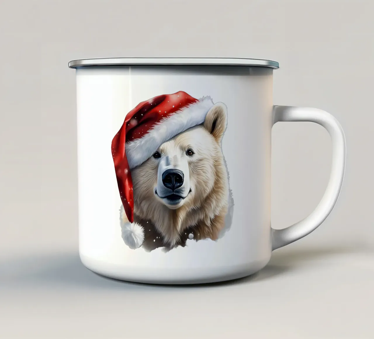 Orso polare con cappello da Babbo Natale tazza in smalto da Holidays