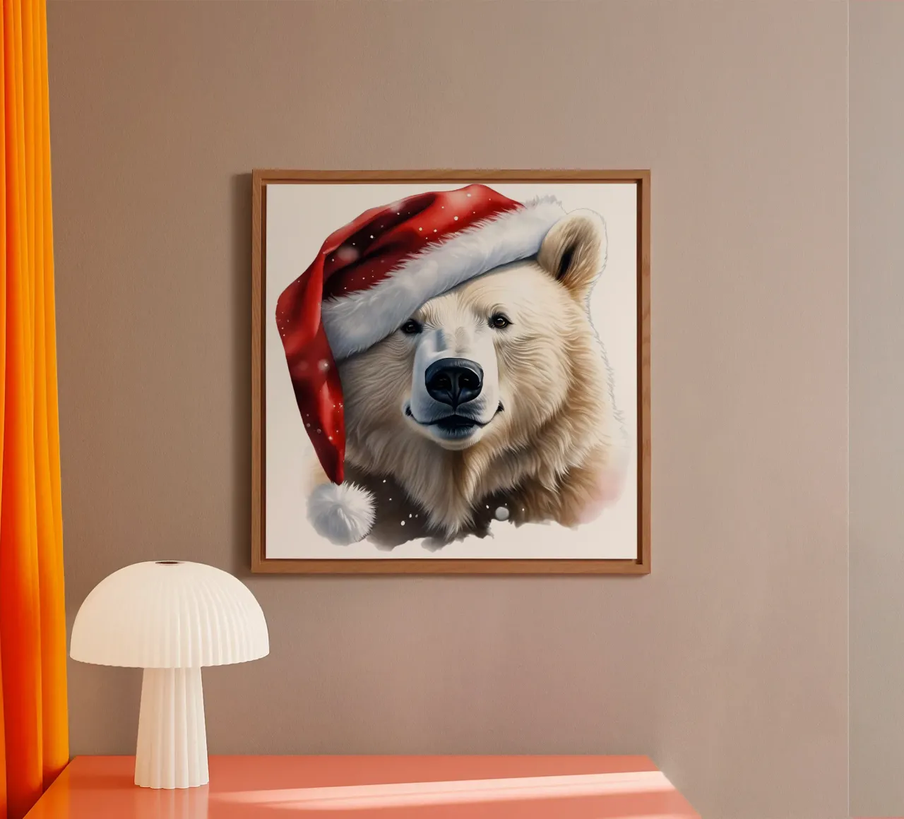 Eisbär mit Weihnachtsmannmütze Alu-Dibond von Holidays