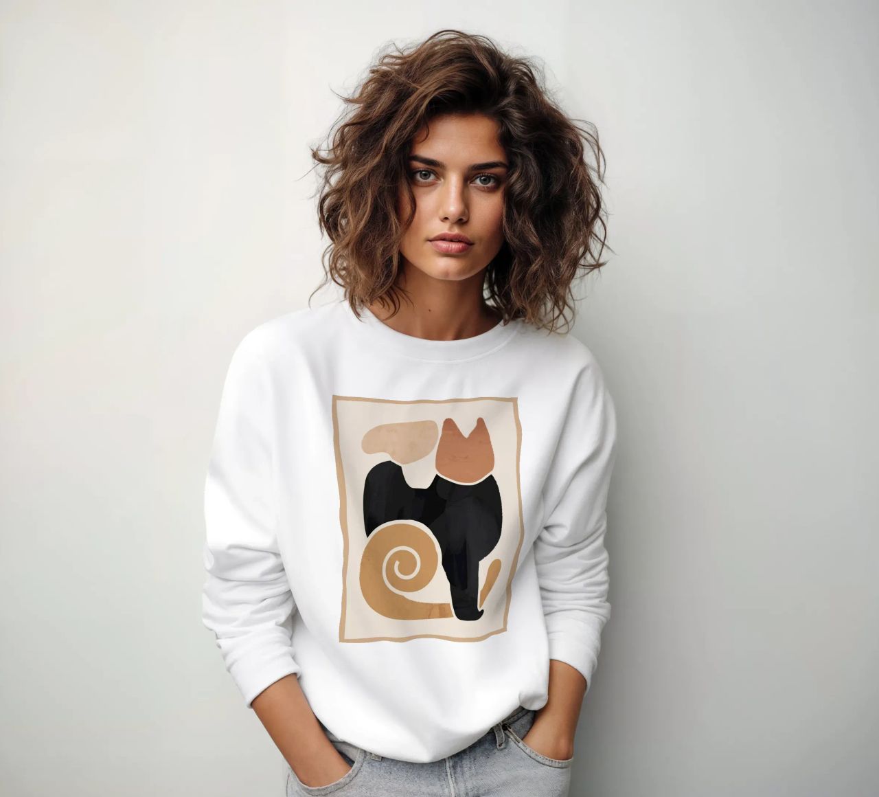Modern Abstract Art Cat 2 sweatshirt by ThingDesign