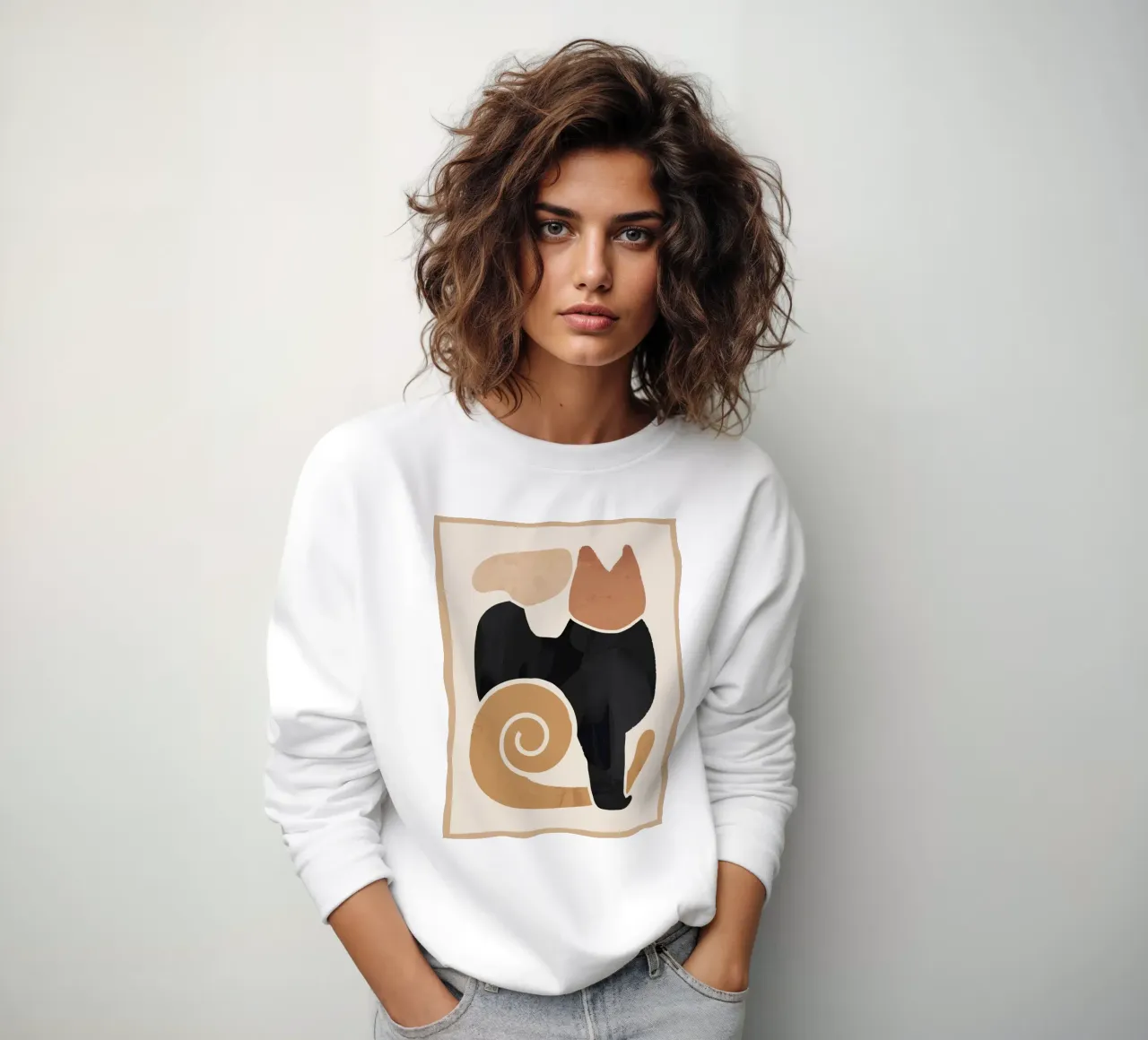 Arte abstracto moderno Cat 2 sudadera de ThingDesign