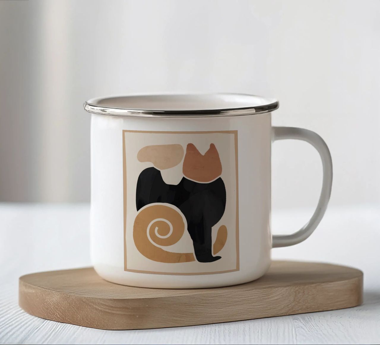 Modern Abstract Art Cat 2 enamel mug by ThingDesign