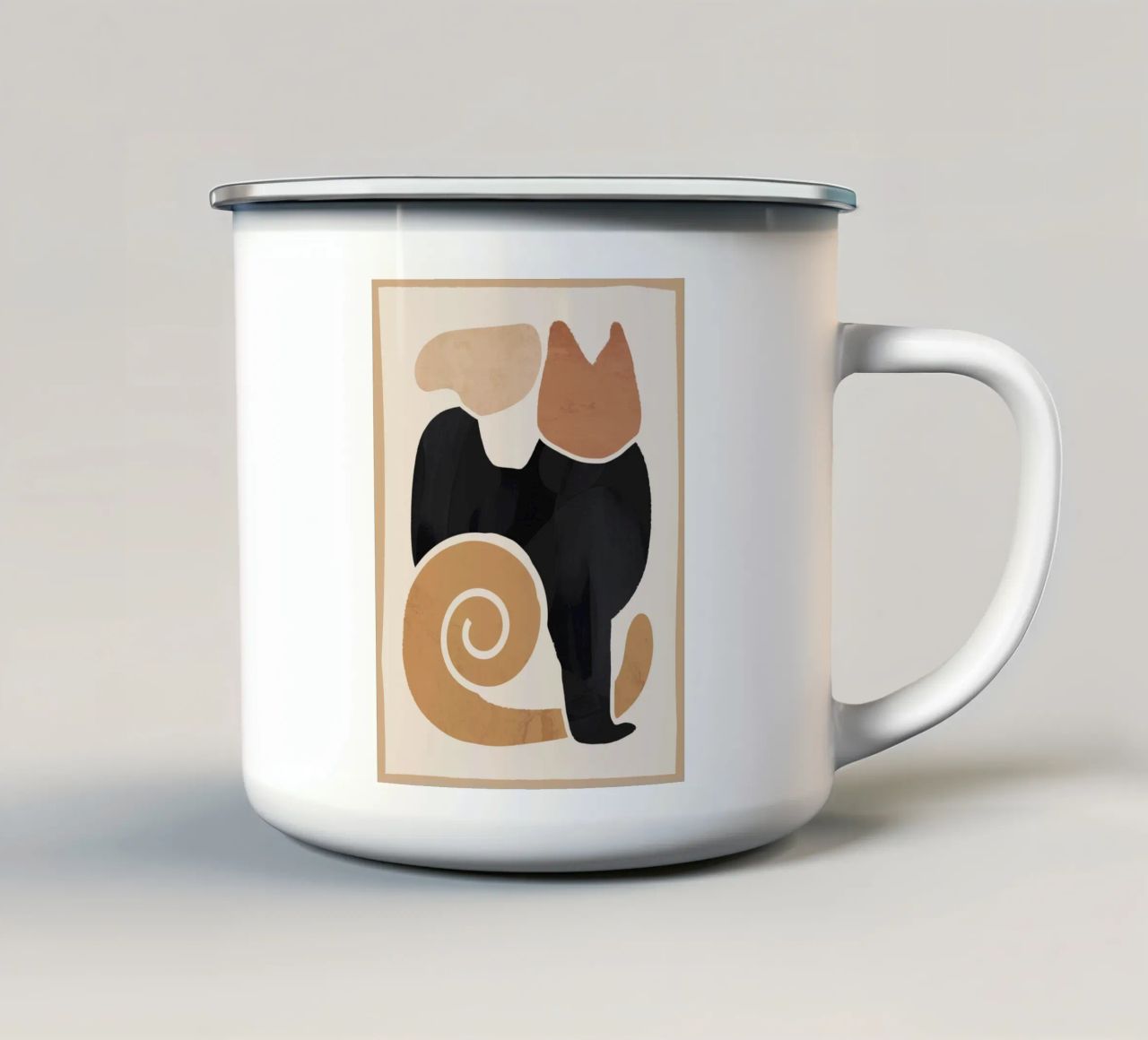 Modern Abstract Art Cat 2 enamel mug by ThingDesign
