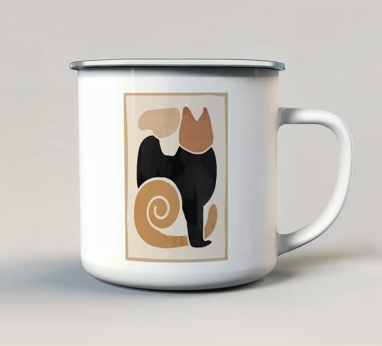 Arte astratta moderna Cat 2 tazza in smalto da ThingDesign
