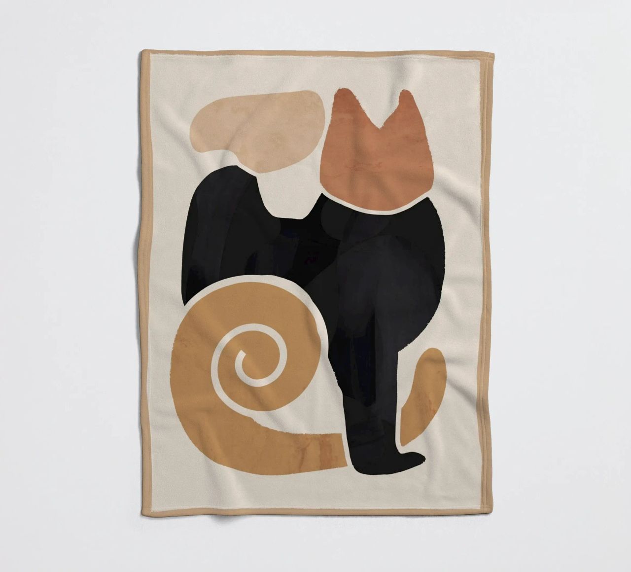 Modern Abstract Art Cat 2 fleece blanket by ThingDesign