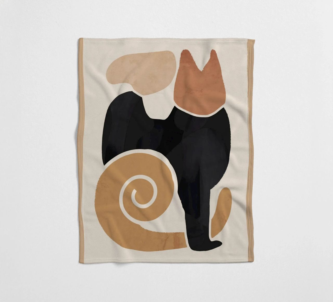 Modern Abstract Art Cat 2 fleece blanket by ThingDesign