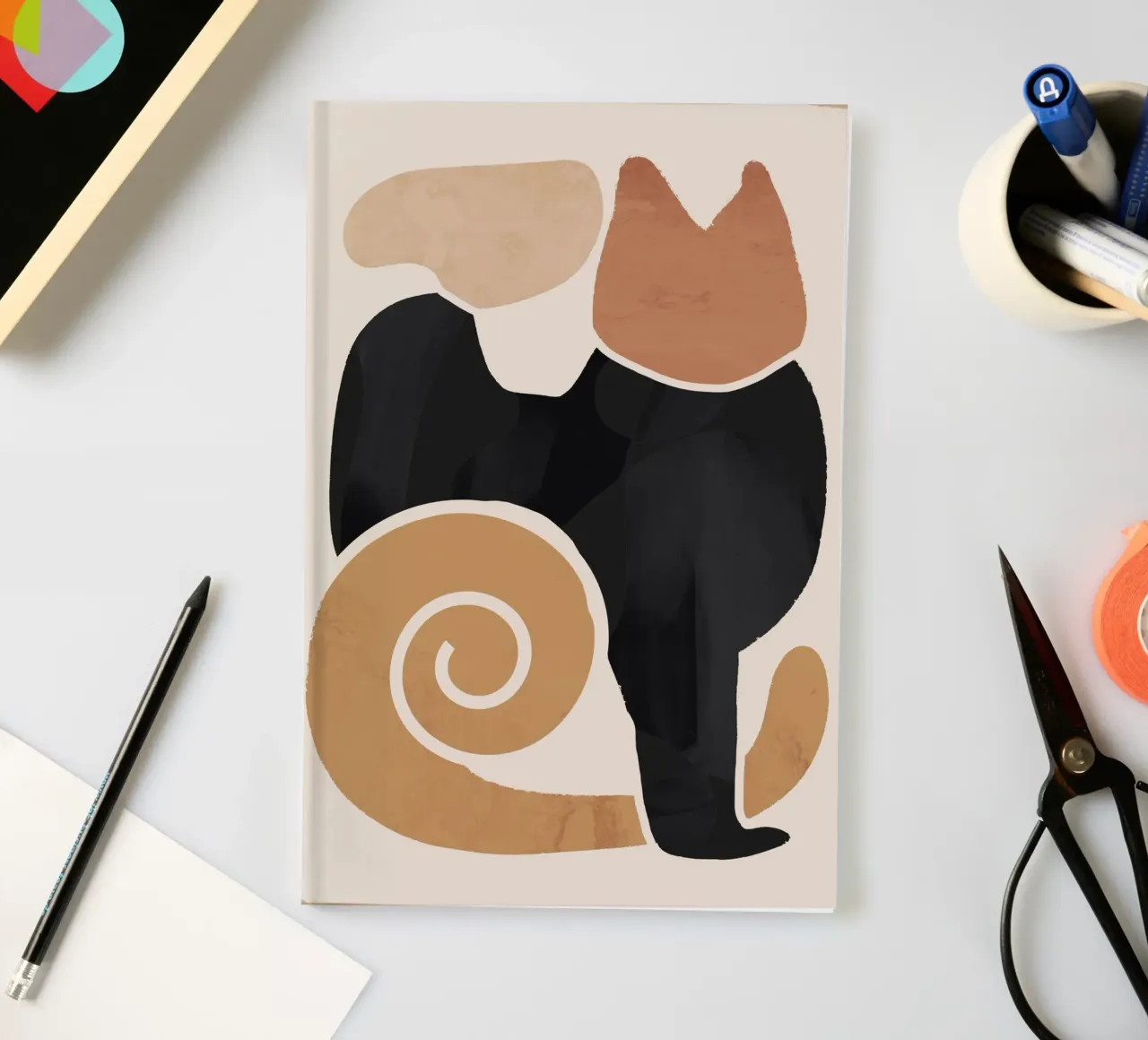 Moderne abstrakte Kunst Katze 2 Notizbuch von ThingDesign