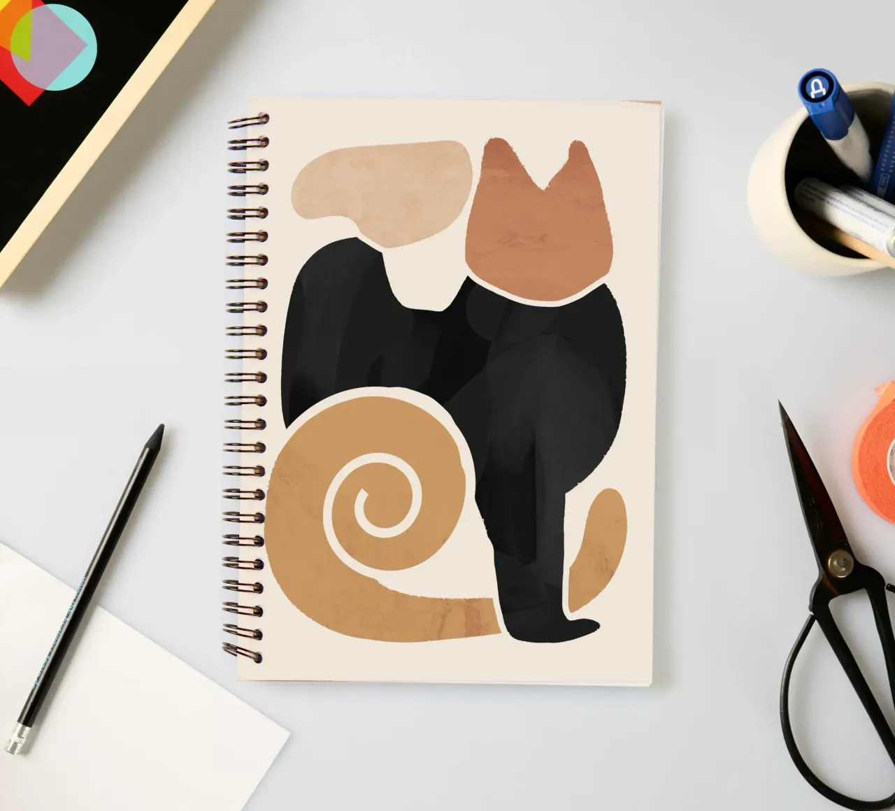 Arte astratta moderna Cat 2 diario ad anelli da ThingDesign