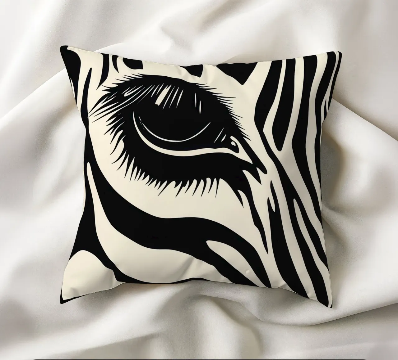 Zebra Closeup | Schwarz-Weiß Streifen Kissen von Autofocus