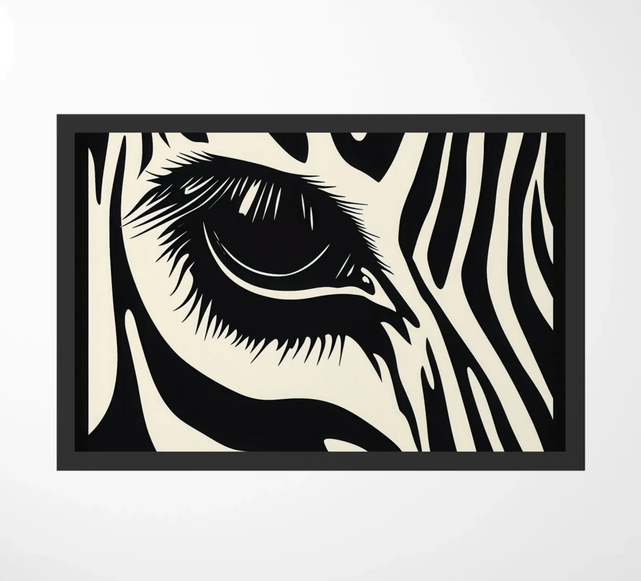 Zebra Close-up | Zwart-witte strepen deurmat van Autofocus