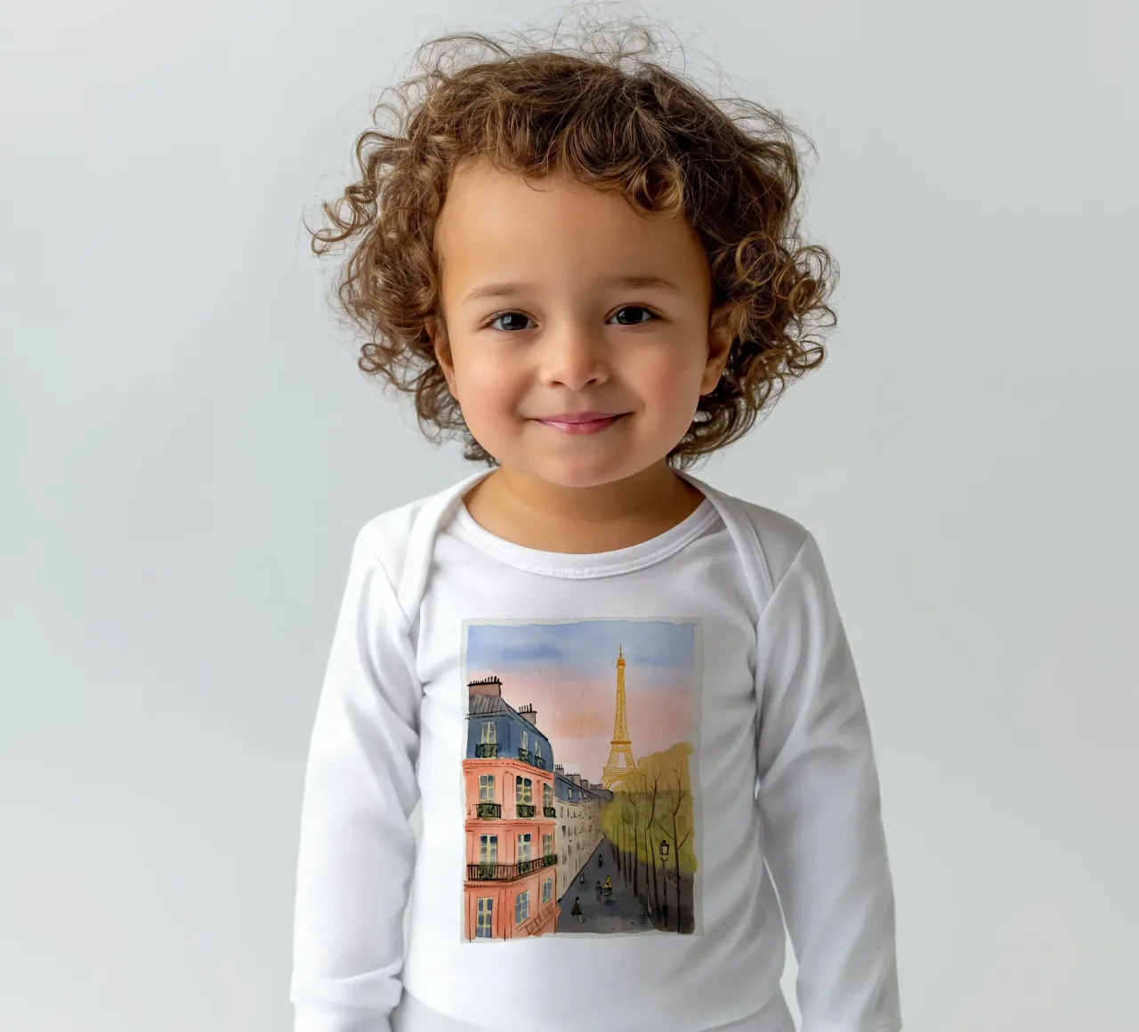 Parisian Dreams long-sleeve baby romper by DaarbyN