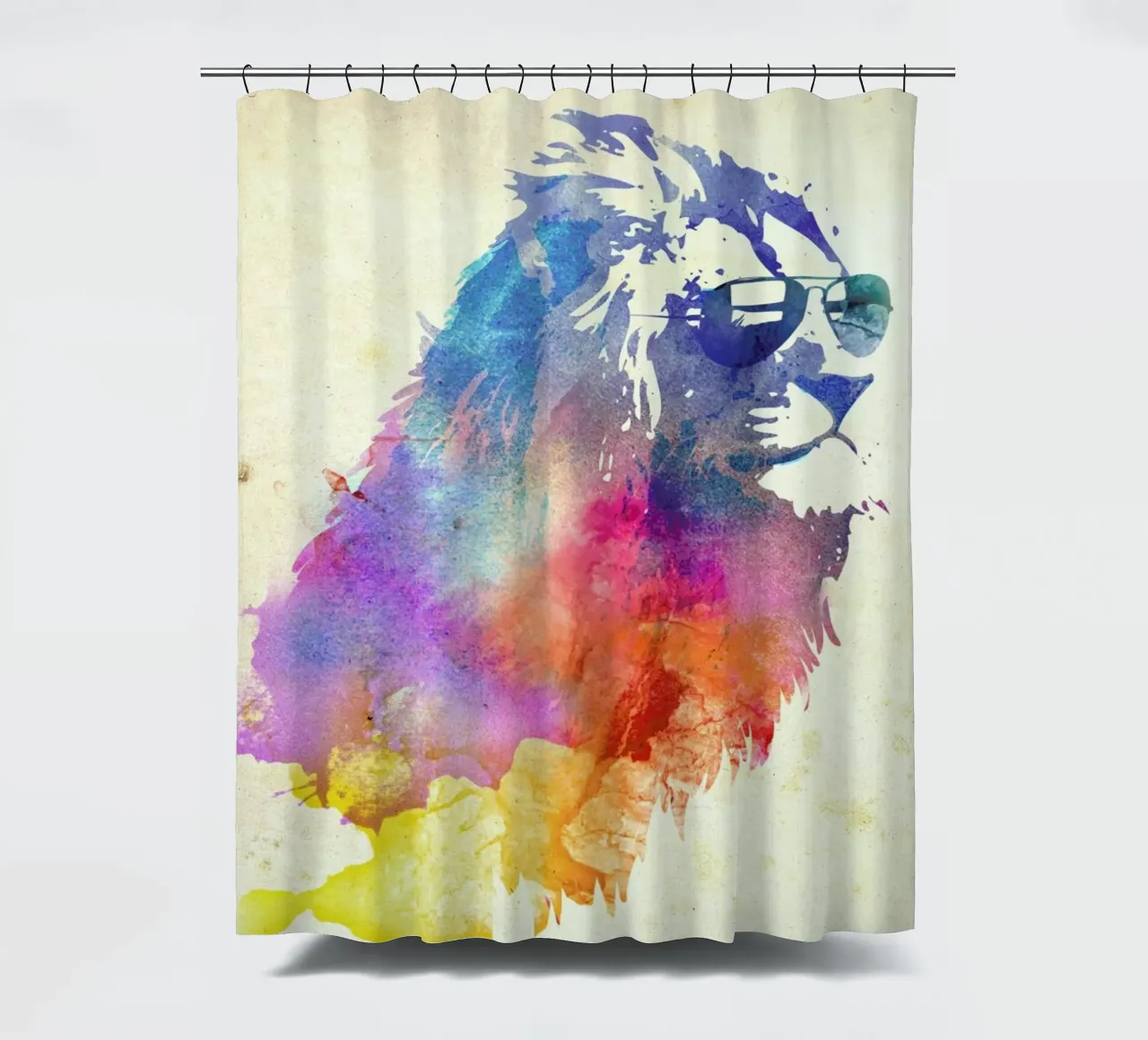 Sunny Leo shower curtain by Róbert Farkas
